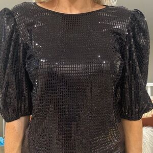 Black Sequin Women's Top with Shoulder detail